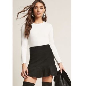 Faux suede studded skirt